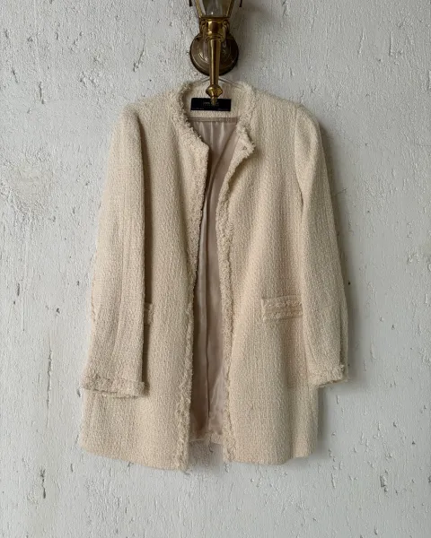Abrigo crema tweed