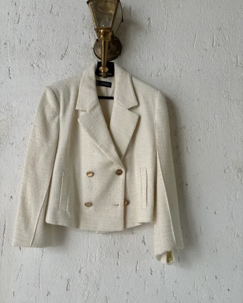 Jacket tweed crema cruzada