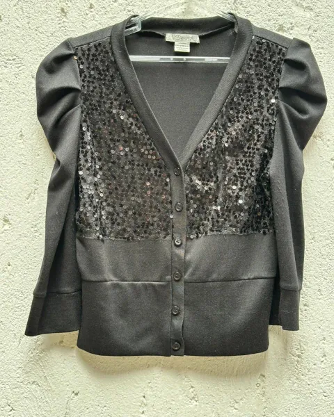 Abrigo blusa lentejuelas negro
