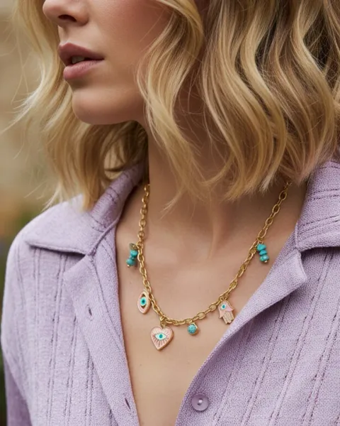 Collar con dijes ojo turco
