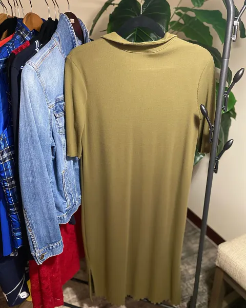 Vestido de punto verde olivo mujer