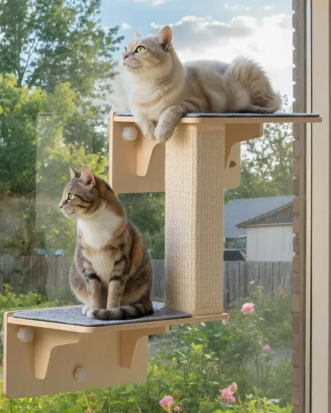 Repisas Dobles para Gatos Pecute con Rascador