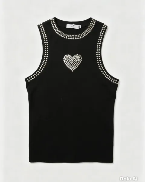 Blusa tirante ancho con decoración en plateado