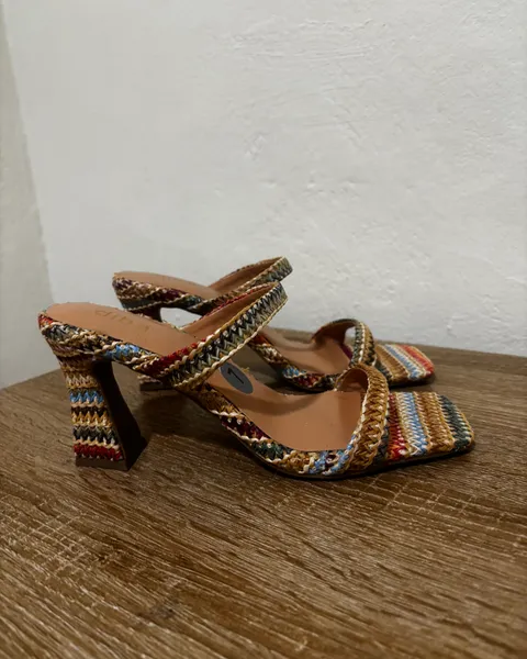 Sandalias de rafia multicolor