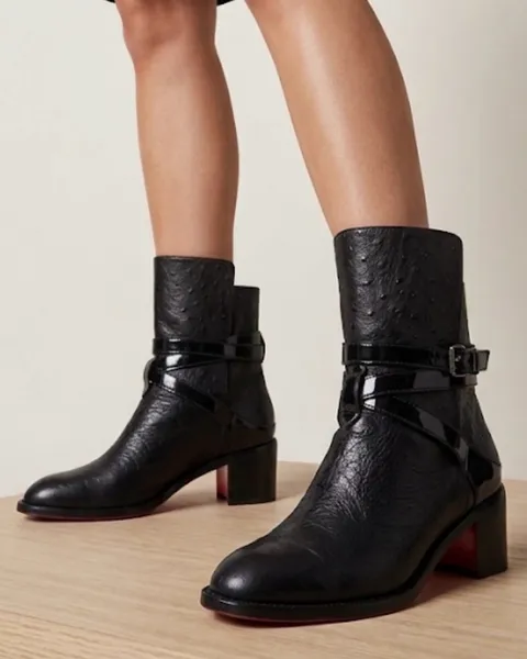 Botines Christian Louboutin Originales - Cuero Texturizada y Charol