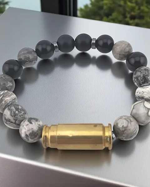 Pulsera en Piedra y Casquillos de Bala