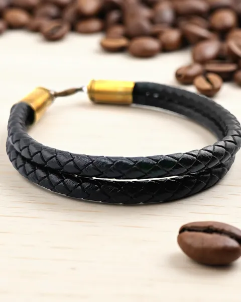 Pulsera en Cuero y Casquillos de Bala