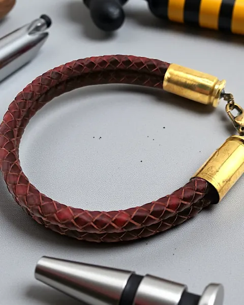 Pulsera en Cuero y Casquillos de Bala