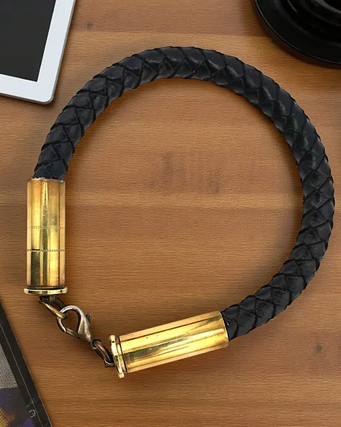Pulsera en Cuero y Casquillos de Bala