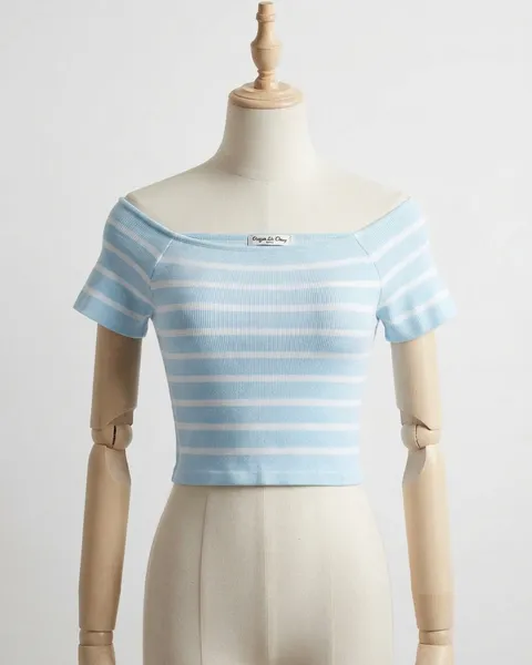 Blusa celeste de rayas( crop top)