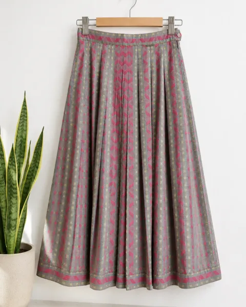 Falda midi Geiger vintage tipo jacquard con bolsillos