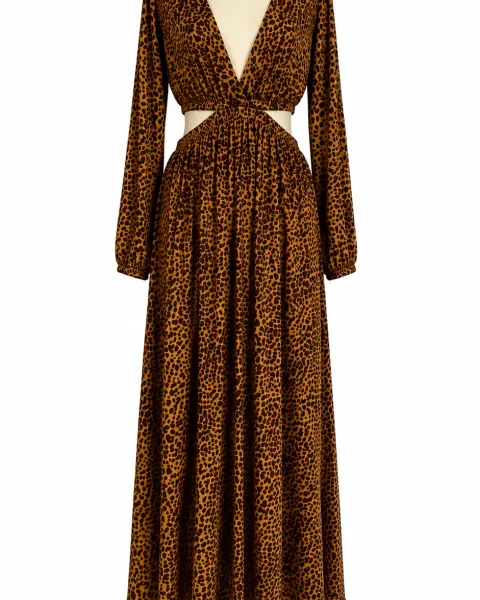 Vestido Maxi Animal Print Aakaa con Espalda Abierta | Talla S/M