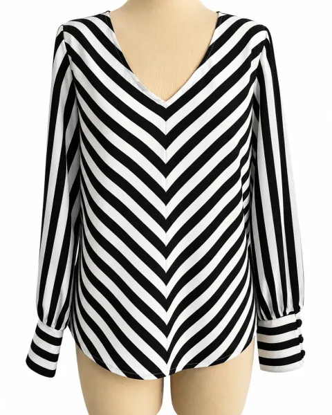 Blusa cuello V a rayas Talla L