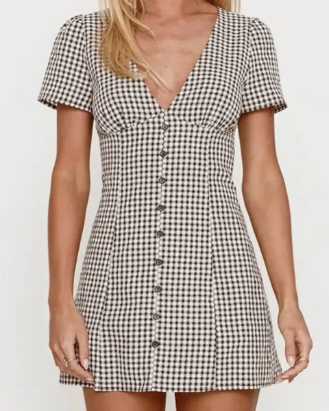 Vestido de cuadros cafés