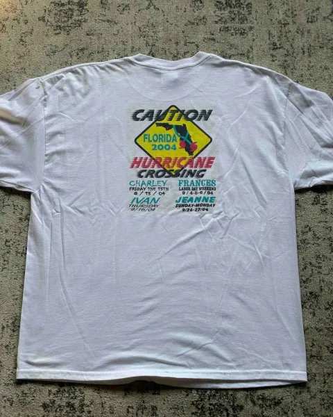 Camiseta blanca XL temática huracanes / Hanes Heavyweight