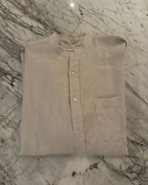 Camisa Individualized Shirts Beige Manga Larga Cuello Mao Talla M