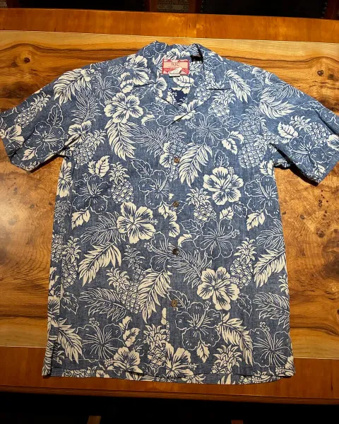 Camisa Hawaiana RJC Azul con Flores – Talla S