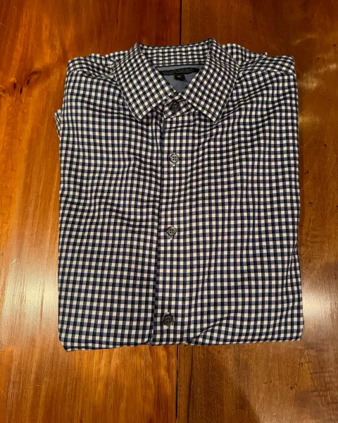 Camisa Banana Republic Slim Fit de Cuadros Azul/Blanco Manga Larga Talla M