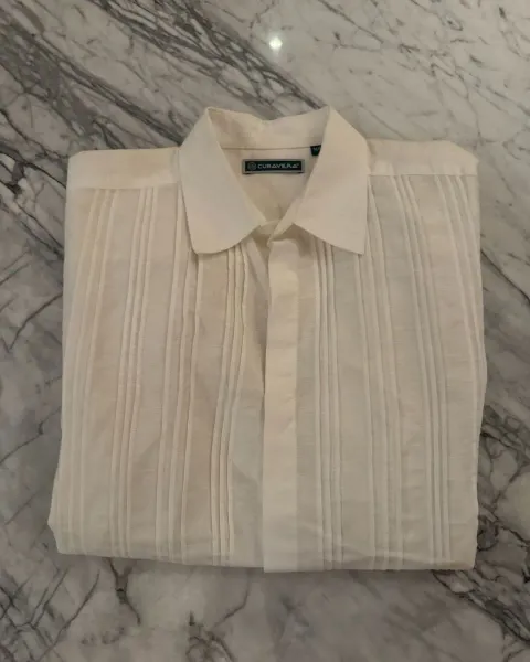 Camisa Cubavera Blanca Manga Larga Talla M