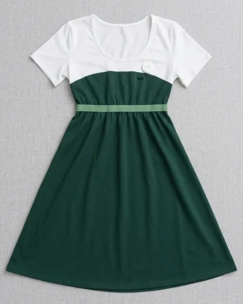 Vestido verde con blanco Talla 10-12