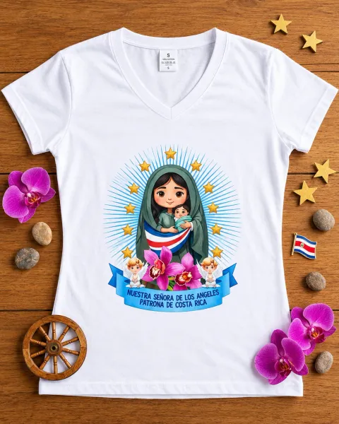 Blusa Virgen de los Ángeles cuello "V"