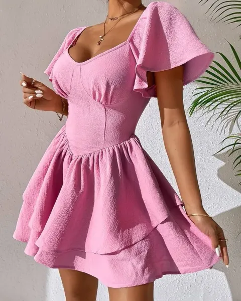 Vestido Corto Shein Rosa-Femenino Talla S